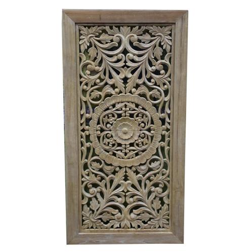 Bangkok wandpaneel houtsnijwerk teak naturel 100x50x3 cm, Tuin en Terras, Tuinmeubel-accessoires, Nieuw, Ophalen of Verzenden