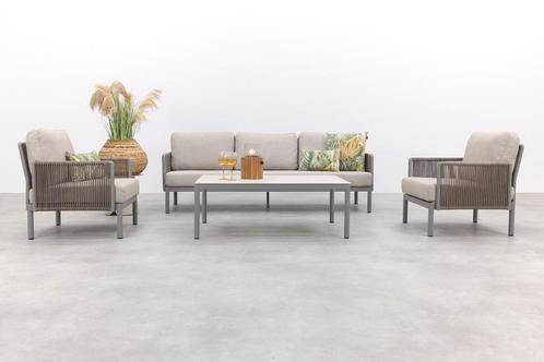 VDG Sierra stoel-bank loungeset - Naturel/Grijs, Tuin en Terras, Tuinsets en Loungesets, Loungeset, Nieuw, Overige materialen