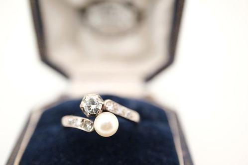 Ring - 19.2 kt. Witgoud Parel - Diamant, Sieraden, Tassen en Uiterlijk, Ringen