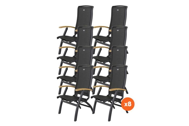 Set van 8 - Hartman Da Vinci verstelbare stoel - Teak, Tuin en Terras, Tuinstoelen, Nieuw, Overige materialen, Verzenden