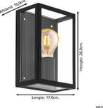 EGLO Alamonte 1 Wandlamp Buiten - E27 - 26 cm - Zwart, Huis en Inrichting, Verzenden, Nieuw