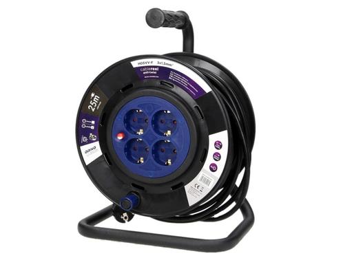 Verlengsnoer met haspel - 3200W - 25 meter - 4 stopcontacten, Doe-het-zelf en Verbouw, Overige Doe-het-zelf en Verbouw, Nieuw