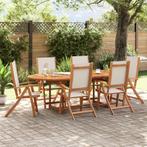 vidaXL 7-delige Tuinset massief acaciahout en textileen, Tuin en Terras, 6 zitplaatsen, Nieuw, Tuinset, Verzenden