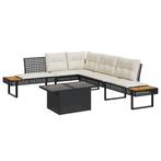 vidaXL 2-delige Loungeset met kussens poly rattan en glas, 2 zitplaatsen, Nieuw, Loungeset, Verzenden