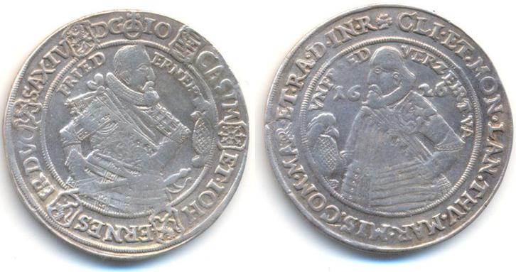 1/2 taler, daalder 1626 Sachsen-coburg Eisenach:, Postzegels en Munten, Munten | Europa | Niet-Euromunten, Verzenden