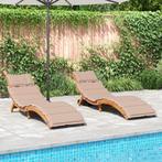 vidaXL Ligstoelen met kussens 2 st massief acaciahout taupe, Tuin en Terras, Ligbedden, Verzenden, Nieuw