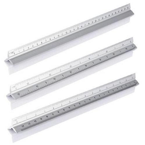 Hofftech Driekantige aluminium schaallat - 6 schaalverdel..., Doe-het-zelf en Verbouw, Gereedschap | Handgereedschap, Nieuw, Ophalen of Verzenden