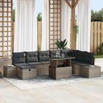 vidaXL 9-delige tuinsofa set met kussens in grijs poly, Verzenden, Nieuw, Rotan