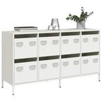 vidaXL Dressoir 135x39x73,5 cm koudgewalst staal wit, Huis en Inrichting, Verzenden, Nieuw, Metaal