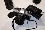 Olympus OM-10 + Sigma 28mm + Makinon 80-200mm + acc., Audio, Tv en Foto, Fotocamera's Analoog, Nieuw