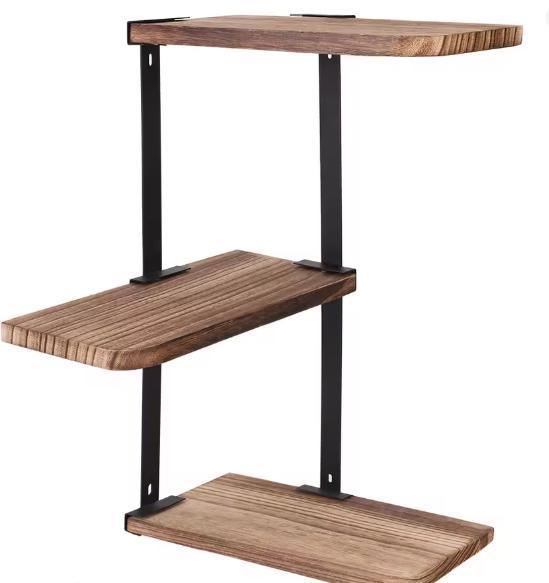 3-laags houten hoekplank met metalen frame, Huis en Inrichting, Kasten | Boekenkasten, Nieuw, Verzenden