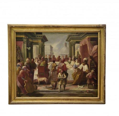 Scuola veneta (XVI-XVII) - Le nozze di Cana, Antiek en Kunst, Kunst | Schilderijen | Klassiek
