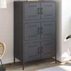 vidaXL buffetkast 68x39x113 cm staal antracietkleurig, Huis en Inrichting, Verzenden, 100 tot 150 cm, Nieuw, 50 tot 100 cm