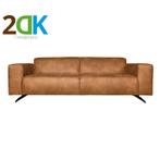 2DK 3 zitsbank - Lambada - leer Colorado cognac, Ophalen of Verzenden, Nieuw, Rechte bank, Leer