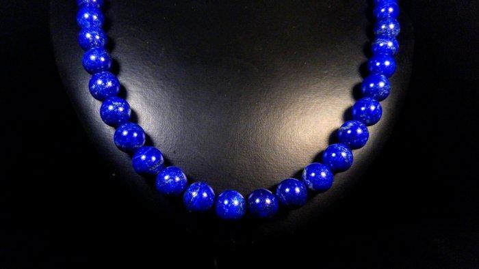 Blauwe lapis lazuli ketting Ronde kralen - Hoogte: 56 cm -, Verzamelen, Mineralen en Fossielen