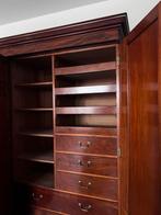 3deurs antiek Engels mahonie kast met fantastisch interieur, Antiek en Kunst