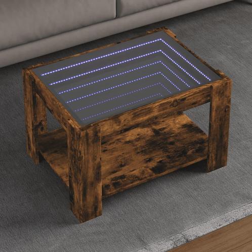 vidaXL Salontafel met LED 73x53x45 cm bewerkt hout gerookt, Huis en Inrichting, Tafels | Salontafels, 50 tot 100 cm, Nieuw, Overige houtsoorten