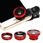 3 in 1 Universele Camera Lens Clip voor Smartphones Rood -, Verzenden, Nieuw