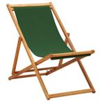 vidaXL Strandstoel inklapbaar eucalyptushout en stof groen, Tuin en Terras, Tuinstoelen, Verzenden, Nieuw