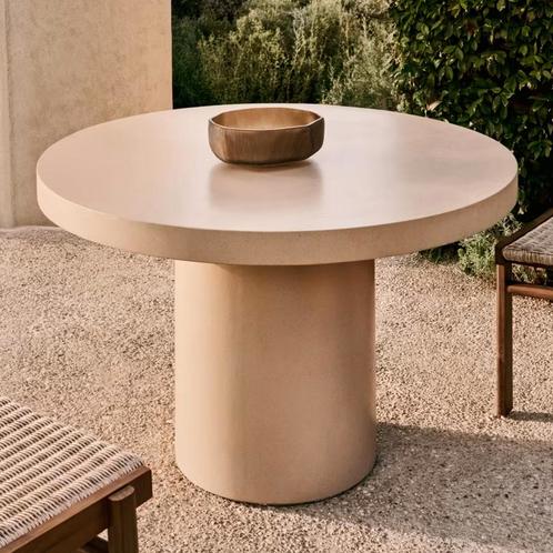 *WOONWINKEL* Kave Home Aiguablava Ronde Eettafel Beige Cemen, Huis en Inrichting, Tafels | Eettafels, Nieuw, Verzenden