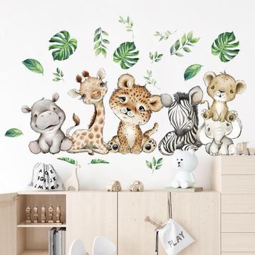 Grote muur- of deur stickerset Baby Jungle Animals