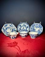 NO RESERVE - Mooie set van 3 blauwe en witte landschap- en, Antiek en Kunst