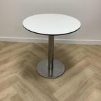 kantinetafel / bijzettafel (hxbxd) 74x7x70 cm, wit - chroom, Ophalen of Verzenden, Gebruikt, Bureau