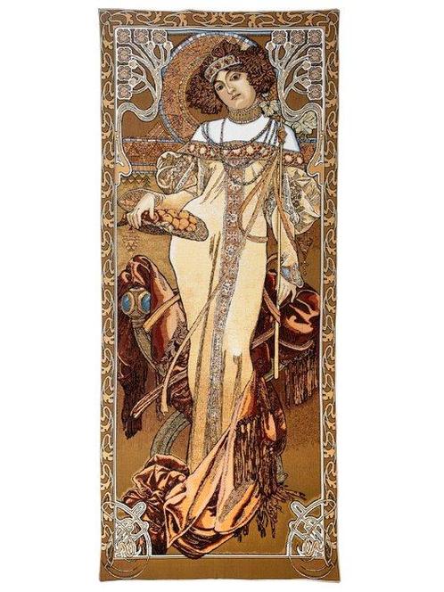 De herfst - Alphonse Mucha - 66 x 60 cm - Exclusief Gobelin, Antiek en Kunst, Kunst | Designobjecten