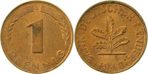 Brd 1 Pfennig 1948 G stempelglanz fein 37648g-0 9, Postzegels en Munten, Munten | Europa | Niet-Euromunten, Verzenden