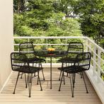 vidaXL 5-delige Tuinset poly rattan zwart, Tuin en Terras, Tuinsets en Loungesets, 5 zitplaatsen, Nieuw, Tuinset, Verzenden
