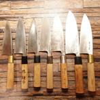 Sharpened Set of 7 Japanese Vintage Deba Knives -, Antiek en Kunst