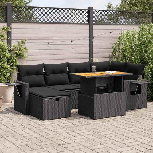 vidaXL 8-delige Loungeset met kussens poly rattan acacia, Tuin en Terras, Tuinsets en Loungesets, Loungeset, Nieuw, Rotan, Verzenden