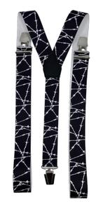 Prikkeldraad zwart/wit Bretels met extra sterke clips, Kleding | Heren, Riemen en Ceinturen, Nieuw, Verzenden