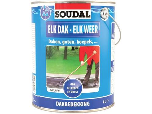 Soudal elk dak elk weer 4 l, zwart, blik, Doe-het-zelf en Verbouw, Dakpannen en Dakbedekking, Nieuw, Verzenden