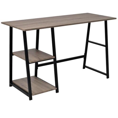 vidaXL Bureau met 2 schappen grijs en eikenkleurig, Huis en Inrichting, Bureaus, Nieuw, Verzenden