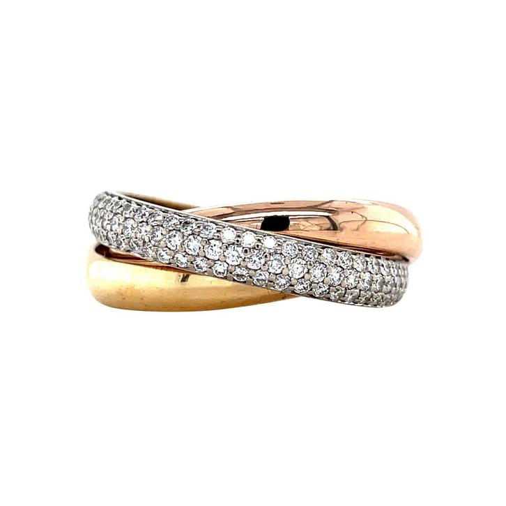 Vintage Cartier trinity ring met diamant 18 krt, Sieraden, Tassen en Uiterlijk, Ringen, Nieuw, Ophalen of Verzenden