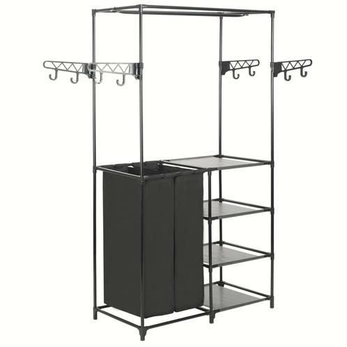 vidaXL Kledingrek 87x44x158 cm staal en ongeweven stof zwart, Kleding | Dames, Kledingrekken, Nieuw, Verzenden