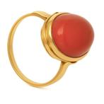 Ring - 18 karaat Geel goud Koraal, Nieuw