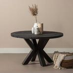 Mangohouten Eettafel Rond Tara 130 cm Zwart (5cm), Huis en Inrichting, Tafels | Eettafels, Verzenden, Rond, Nieuw, Industriële meubels