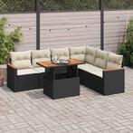 vidaXL 7-delige Loungeset met kussens poly rattan acacia, Tuin en Terras, Tuinsets en Loungesets, Verzenden, Nieuw, Rotan, Loungeset