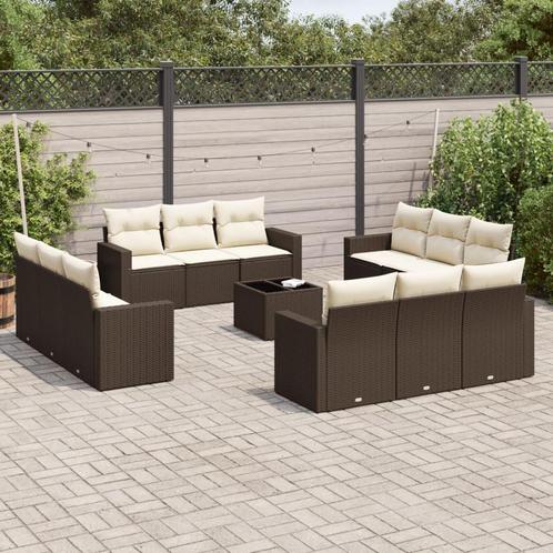 vidaXL 13-delige Loungeset met kussens poly rattan bruin, Tuin en Terras, Tuinsets en Loungesets, Loungeset, Nieuw, Rotan, Verzenden