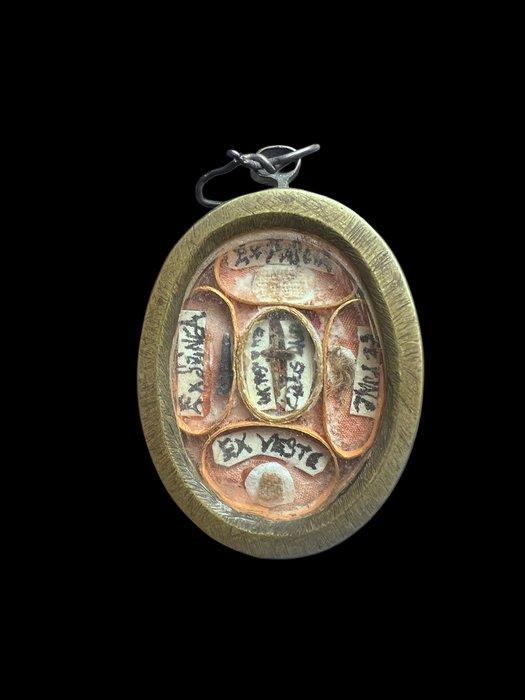 Reliekhouder - Brons, Glas, Textiel - 1750-1800 - Passie van, Antiek en Kunst, Kunst | Niet-Westerse kunst
