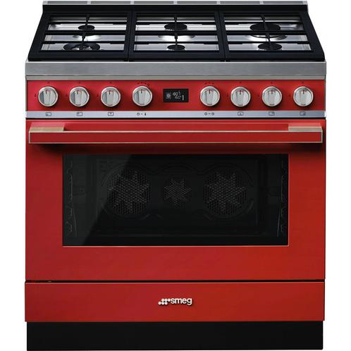 Smeg Cfp9gpr Dual Fuel Fornuis  90cm Rood, Witgoed en Apparatuur, Fornuizen, Nieuw, 85 tot 90 cm, Ophalen of Verzenden