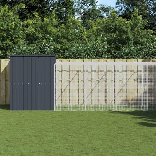 vidaXL Kippenhok met ren 165x1271x181 cm staal antraciet, Dieren en Toebehoren, Knaagdieren en Konijnen | Hokken en Kooien, Nieuw