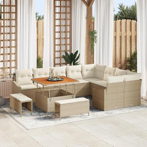 vidaXL 12-delige Tuinbankenset met kussens poly rattan, Tuin en Terras, Tuinsets en Loungesets, Nieuw, Rotan, Verzenden