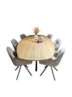 Deens ovale massief eiken eettafel hout met facet rand, spin, Huis en Inrichting, Tafels | Eettafels, 100 tot 150 cm, Eikenhout