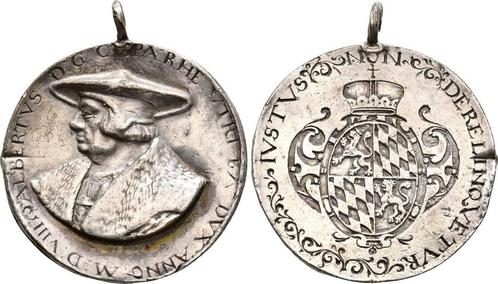 Zilver medaille von F Hagenau o J, 1527 Bayern: Albrecht..., Postzegels en Munten, Penningen en Medailles, Verzenden