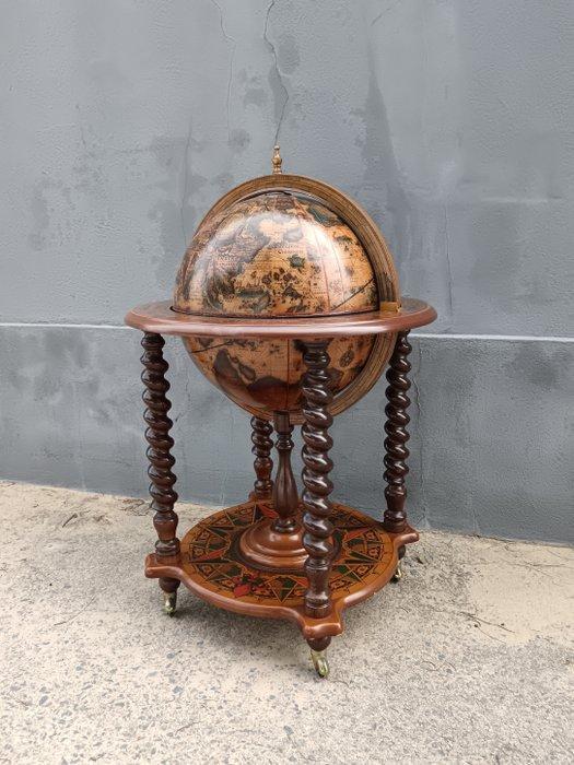 Bar - Hout, pasta - Globevormige bar, lade voor likeuren, Antiek en Kunst, Curiosa en Brocante