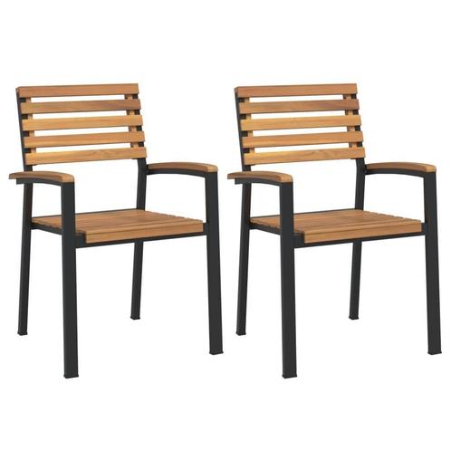 Stapelbare Tuinstoelen - OP = OP - Acaciahout & Metaal, Tuin en Terras, Tuinstoelen, Stapelbaar, Nieuw, Hout, Ophalen of Verzenden