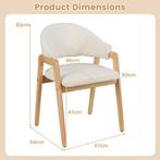 Eetkamerstoelen - Set van 2 - Met armleuning - Wit - COSTWAY, Verzenden, Zo goed als nieuw